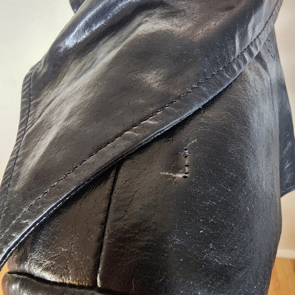 Vintage 90s BEBE Black Leather Double Breasted Jacket Size Small - Picture 11 of 16